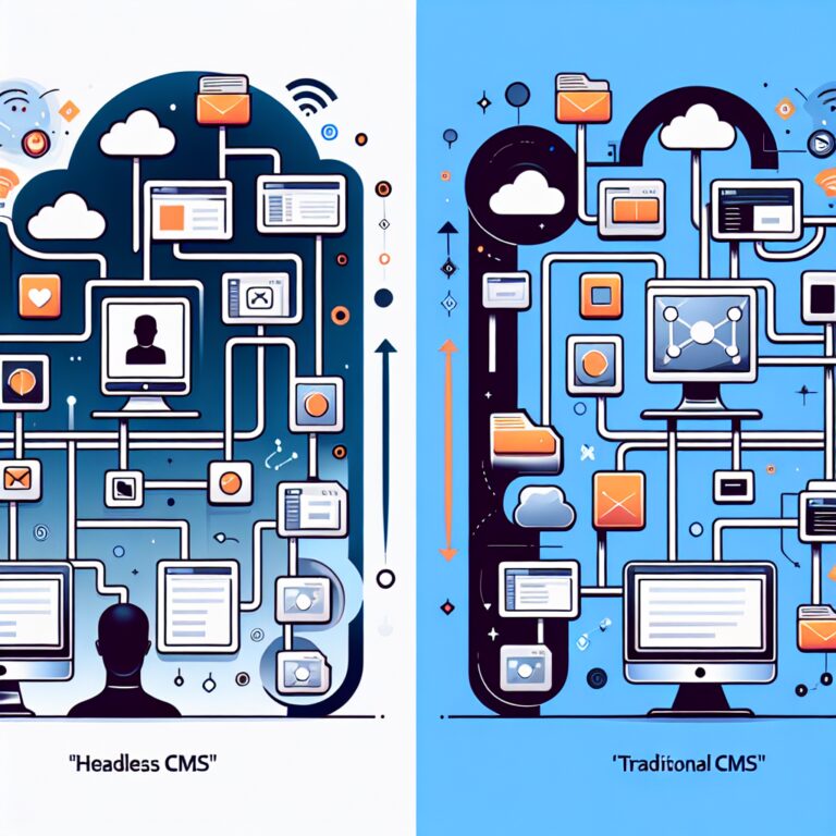 Vergelijking van headless cms vs traditional cms met voor- en nadelen, een zakelijke man die cms-opties overweegt.