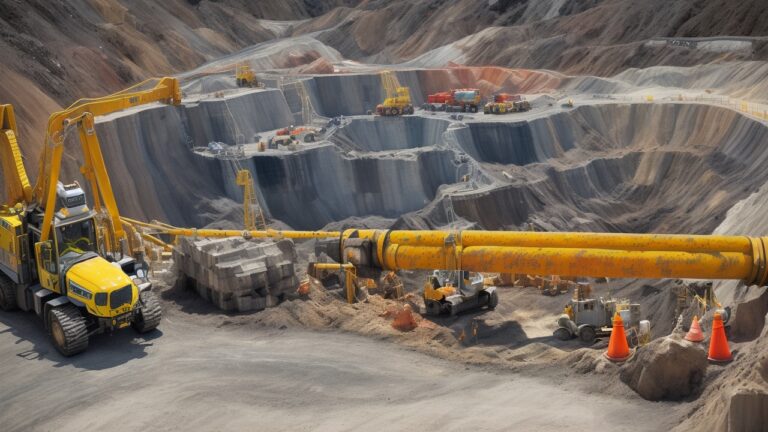 Person operating heavy machinery, wearing safety gear, applying for blaster jobs online, outdoor construction site in background.