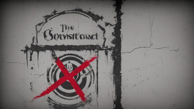 Ghostbuster symbol representing supernatural elimination, featuring a ghost in a red ban circle, iconic in pop culture and film.