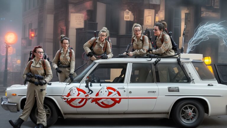 Ghostbusters images showcasing the iconic team and their ghost-fighting tools throughout the history of the franchise.
