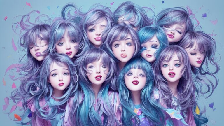 Colorful lips cartoon image showing various expressions and styles, perfect to add a playful touch to your graphic design projects.