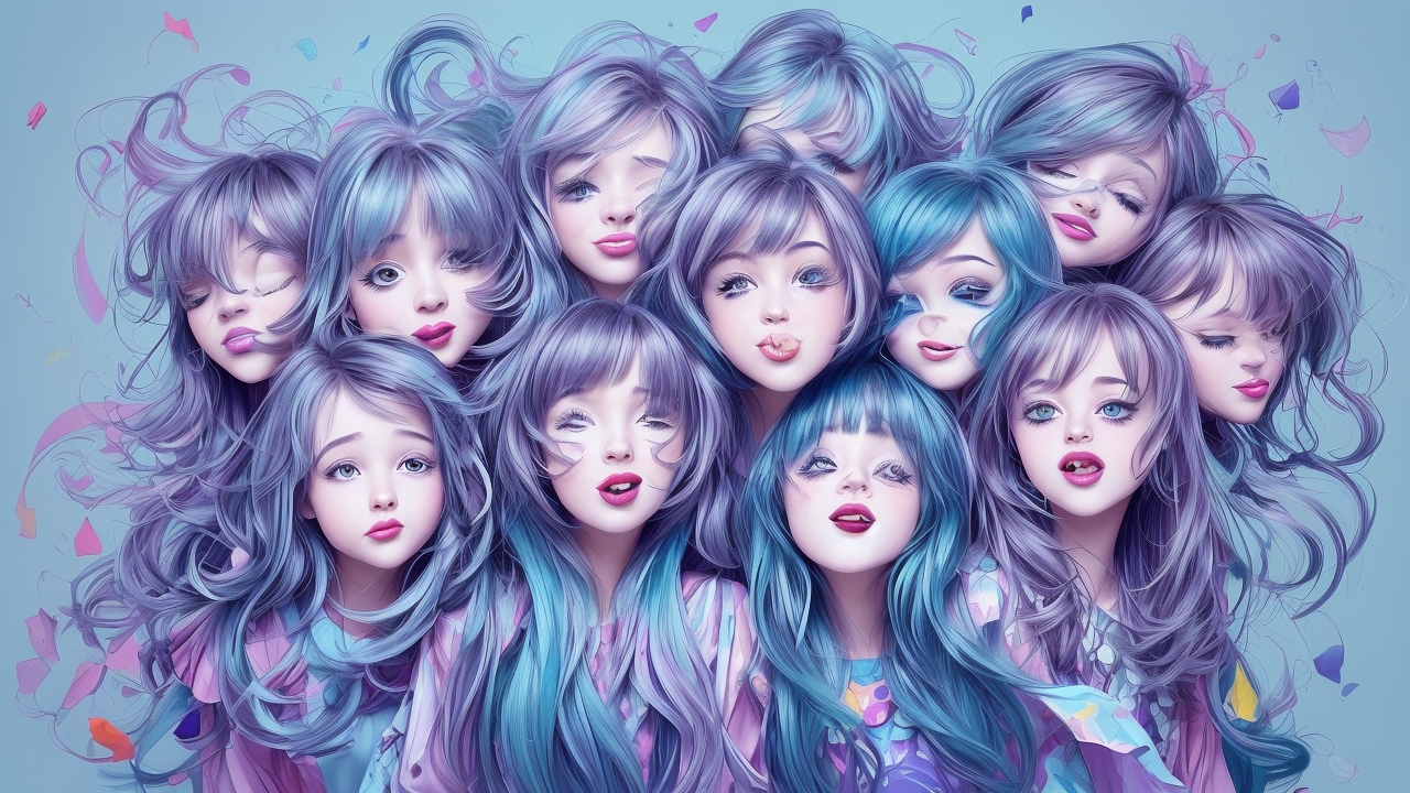 Colorful lips cartoon image showing various expressions and styles, perfect to add a playful touch to your graphic design projects.