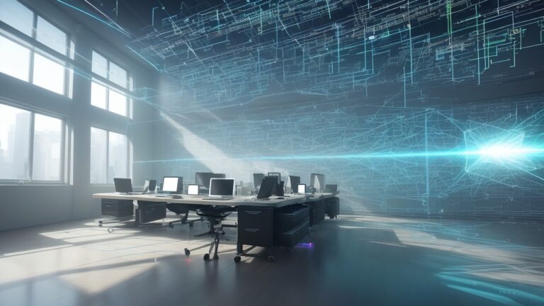 Person using Phantom Busters for business automation on a laptop in a modern office setting, focus on technology and innovation.